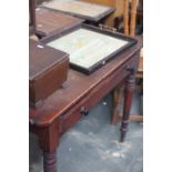 A Victorian pine side table one long drawer over turned legs, with a cream painted airing stand,