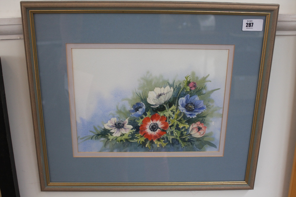 Pauline Marshall, Anemones' watercolour on paper, signed lower right, framed mounted and glazed, - Image 7 of 8
