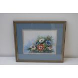 Pauline Marshall, Anemones' watercolour on paper, signed lower right, framed mounted and glazed,