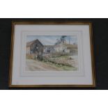 S. Domnin. Hampshire farmyard scene. Watercolour on paper. Framed, mounted and glazed.