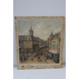 German School, Market scene, 19th century, watercolour on paper, mounted on board,