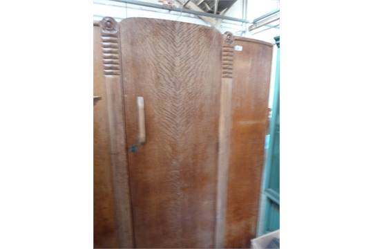 A 30's pine wardrobe, carved with roses, - Image 5 of 5