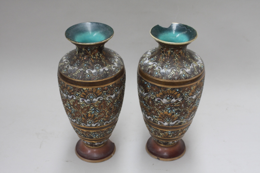 A pair of Royal Doulton Slaters Patent ovoid vases,