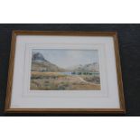 S. Domnin. Mountain landscape with lake.1996. Watercolour on paper. Framed, mounted and glazed.