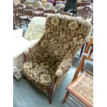 A 20th century button back mahogany ladies chair,