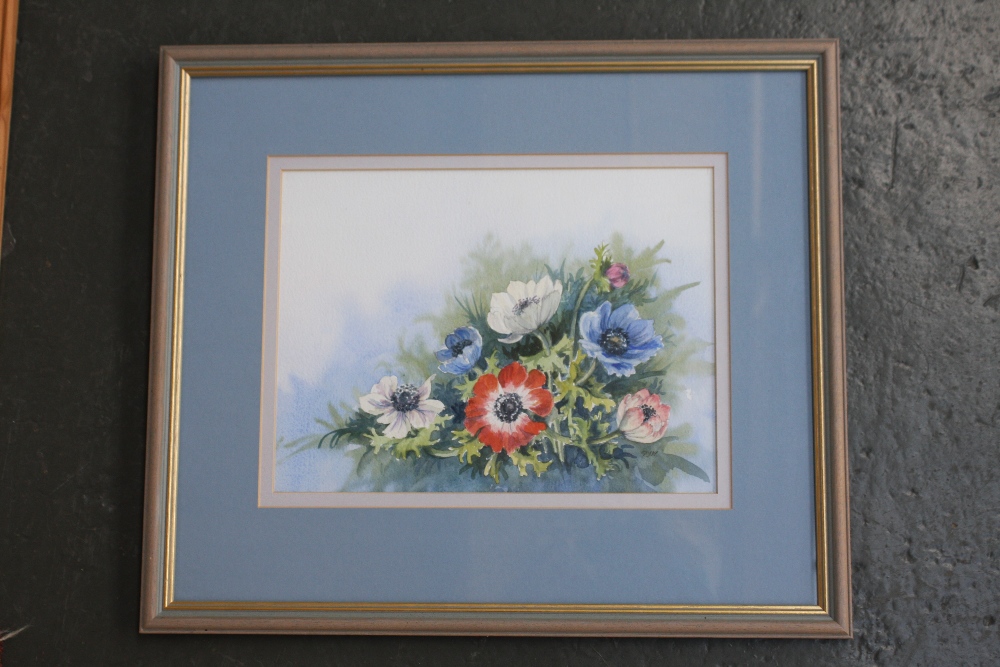 Pauline Marshall, Anemones' watercolour on paper, signed lower right, framed mounted and glazed, - Image 6 of 8