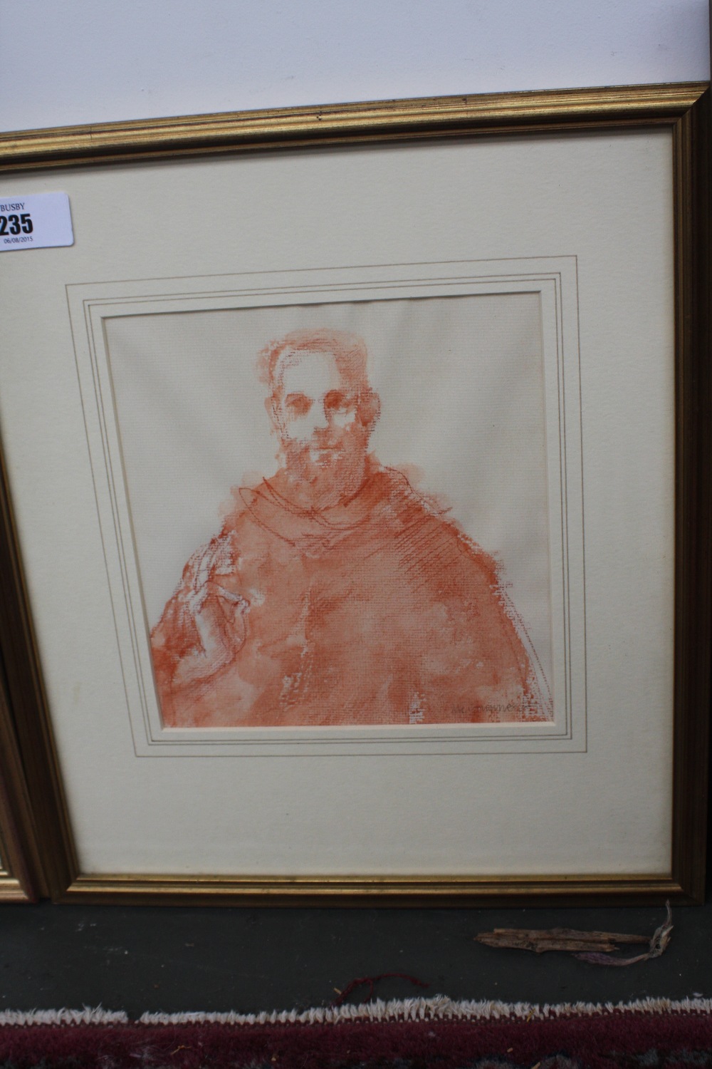 Portrait of a priest, 20th Century, watercolour and pastel on paper, - Image 2 of 2