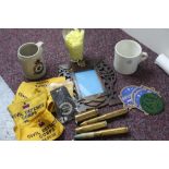 A selection of R.A.F. memorabilia including mugs, glasses, a carved R.A.F.