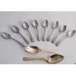 Seven early Victorian pewter spoons, by Thomas Yates, circa 1840, stamped Wire-T.