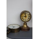 Two unusual brass mounted clocks fashioned out of old pressure guages (2)