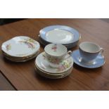 A modern Royal Doulton part tea/dinner set light blue and cream gound with gilt edging including