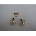 A pair of silver screw imitation pearl earrings,