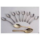 Seven early Victorian pewter spoons, by Thomas Yates, circa 1840, stamped Wire-T.