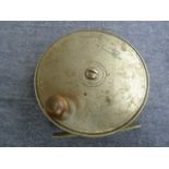 An Army & Navy, 3 3/4ins salmon reel:, with solid plates, horn handle, face plate engraved A&N C