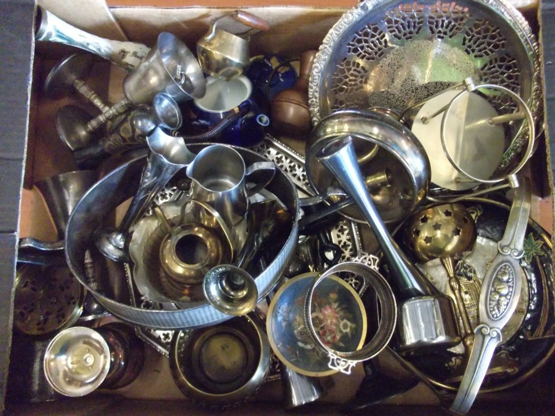 Box of Metal Items Inc Brass