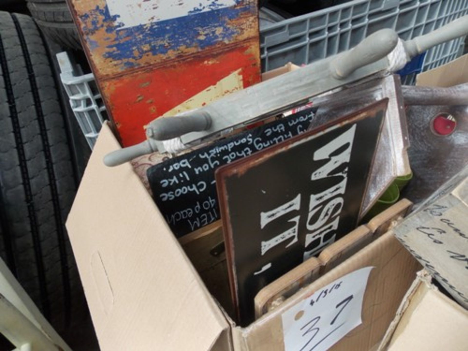 A selection of Cafe signs and decorations