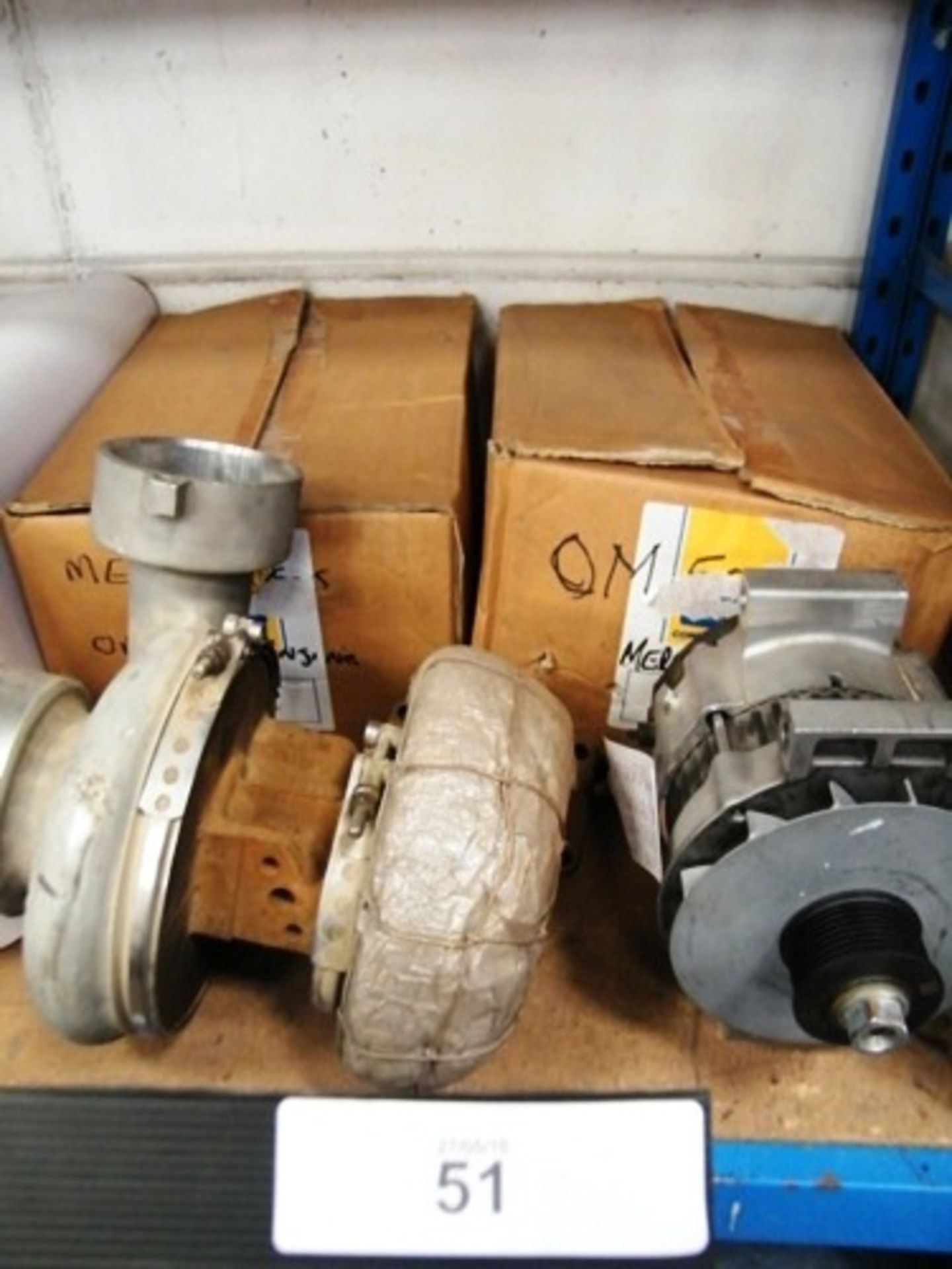 CAT alternator, 2 x Mercedes water pumps and a Mitsubishi turbo charger