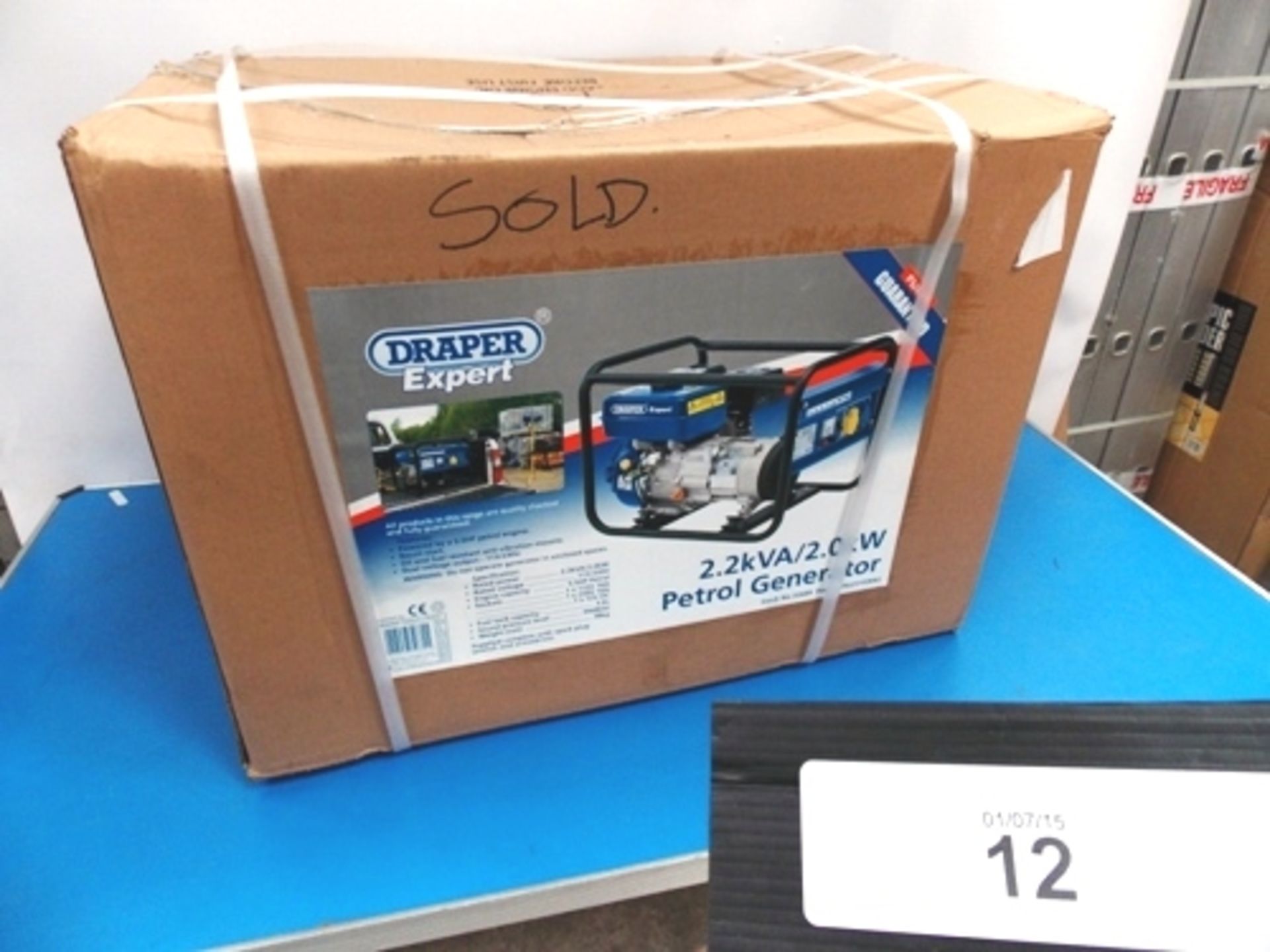 Draper Expert 2.2k Va/2.0kw petrol generator, item no. 32689/PG251F(MK) - New in box