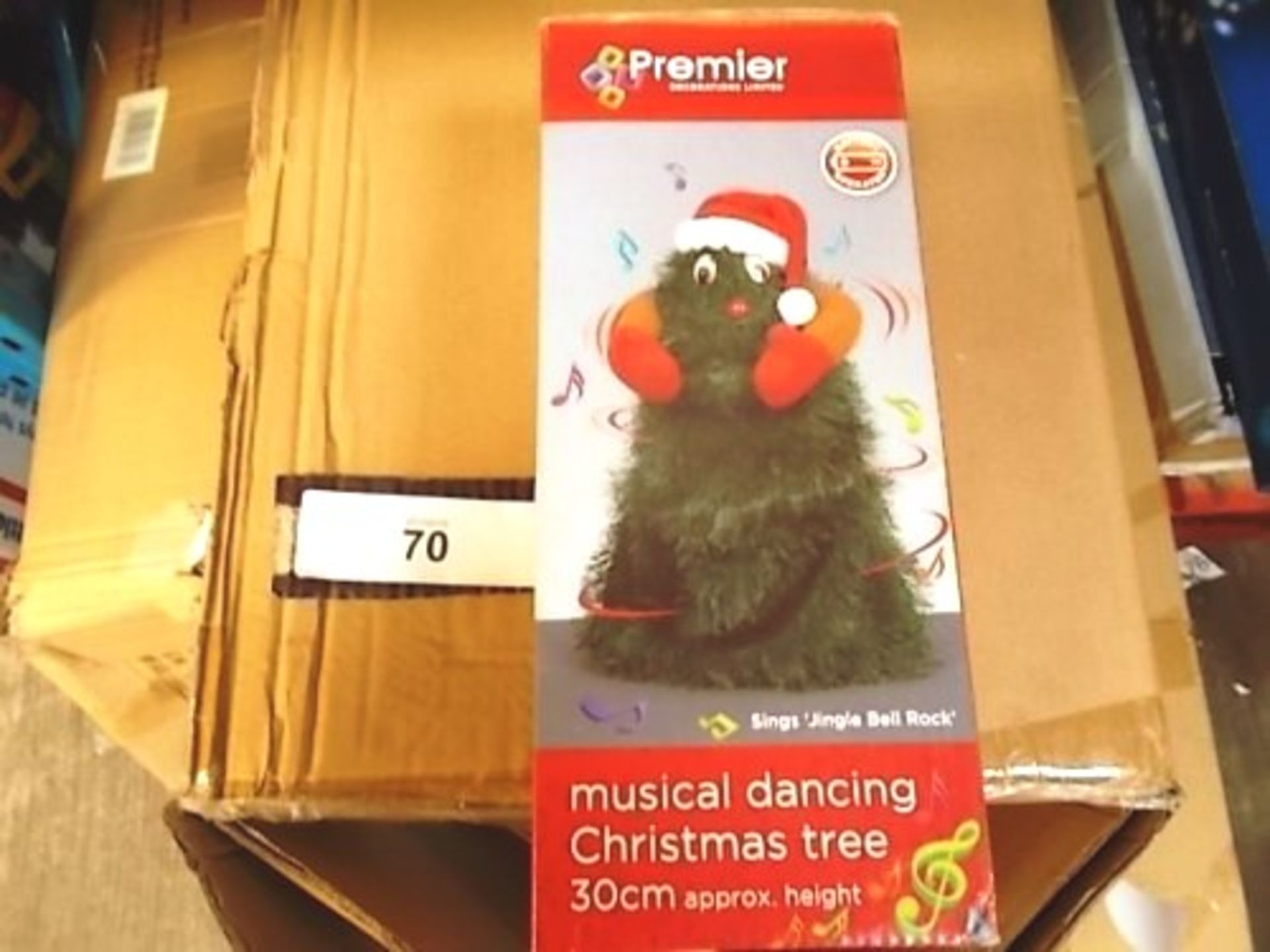 12 x Premier Decorations Ltd  musical dancing Christmas trees, approximately 30cm high, item no.
