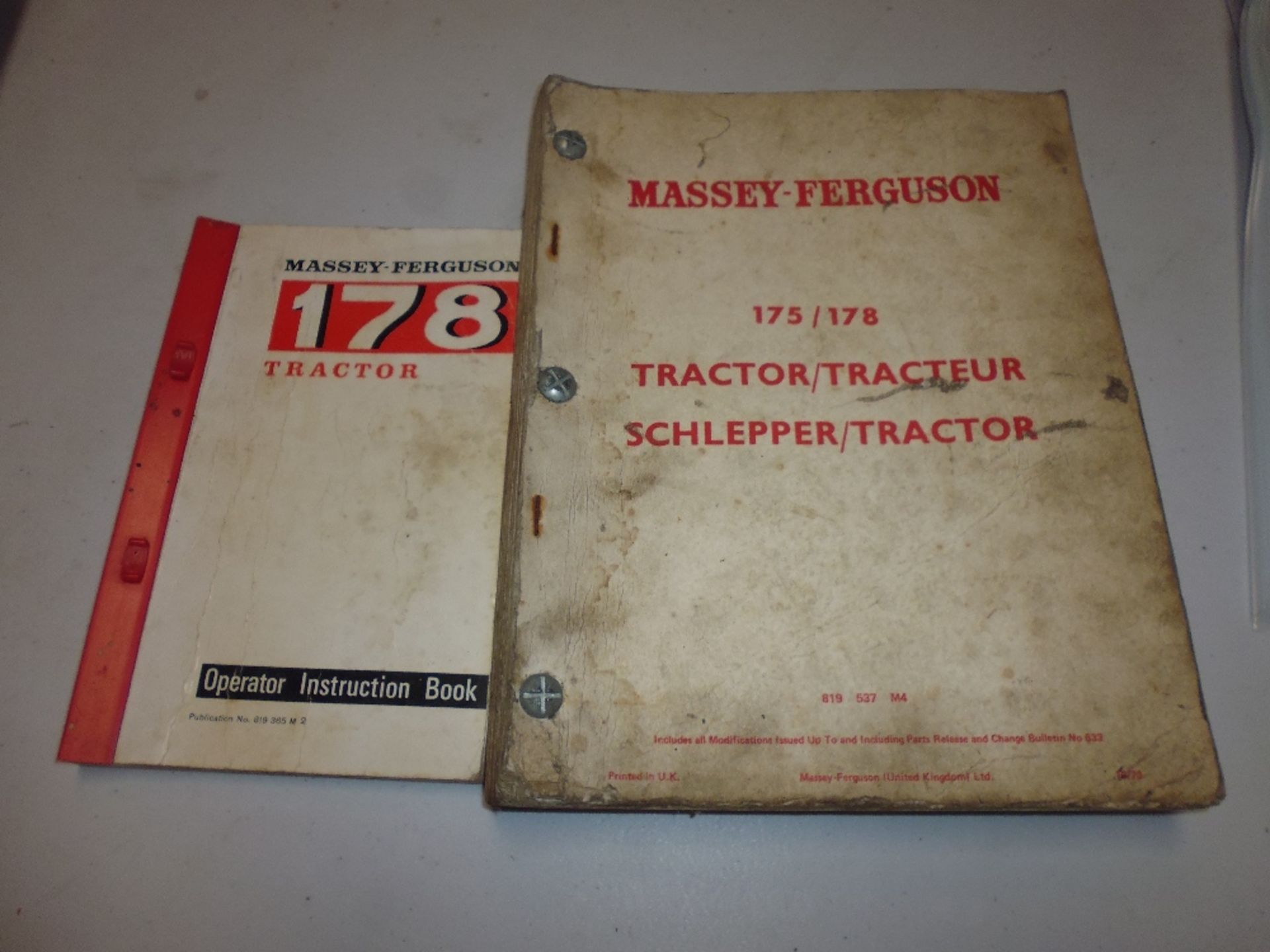 Massey Ferguson 178 instruction book and 175/178 parts manual