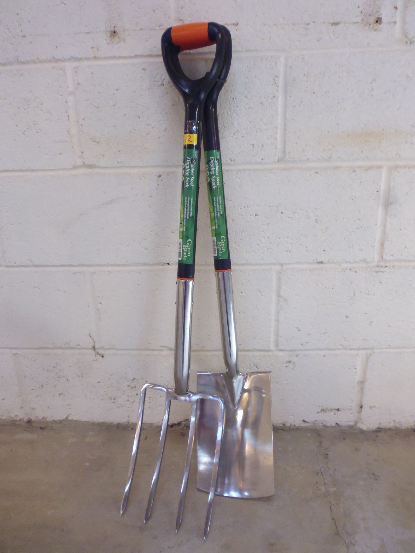 Stainless digging fork and spade.