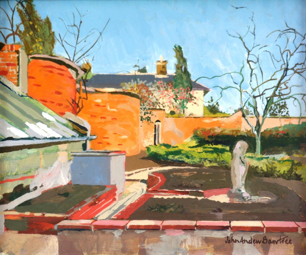 John Andrew Bawtree, oil on board 'Crinkle, Crankle Wall To The Vinyard At Sibton, Spring 1982',