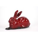 A Royal Doulton flambé study of seated rabbit,