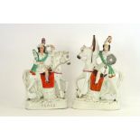 A pair of Victorian Staffordshire figures, "War and Peace",