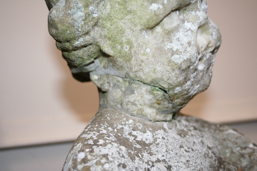 An antique marble statue, depicting a cherub leaning on a column, - Image 5 of 7