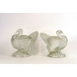 A pair of early 20th Century pressed glass bon bon jars, in the form of turkey's, 22cm long,