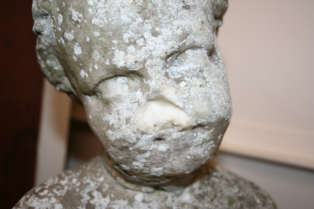 An antique marble statue, depicting a cherub leaning on a column, - Image 4 of 7
