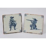 Nine antique blue and white Delft tiles,