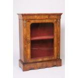 A Victorian walnut, rosewood cross-banded and inlaid pier cabinet,