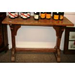 An Antique pitched pine trestle table,