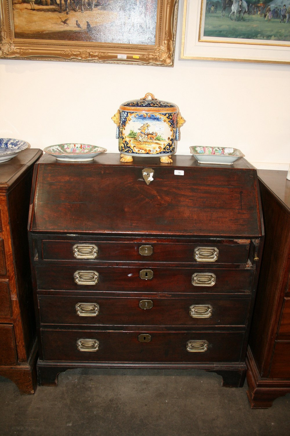 A George III  mahogany bureau,