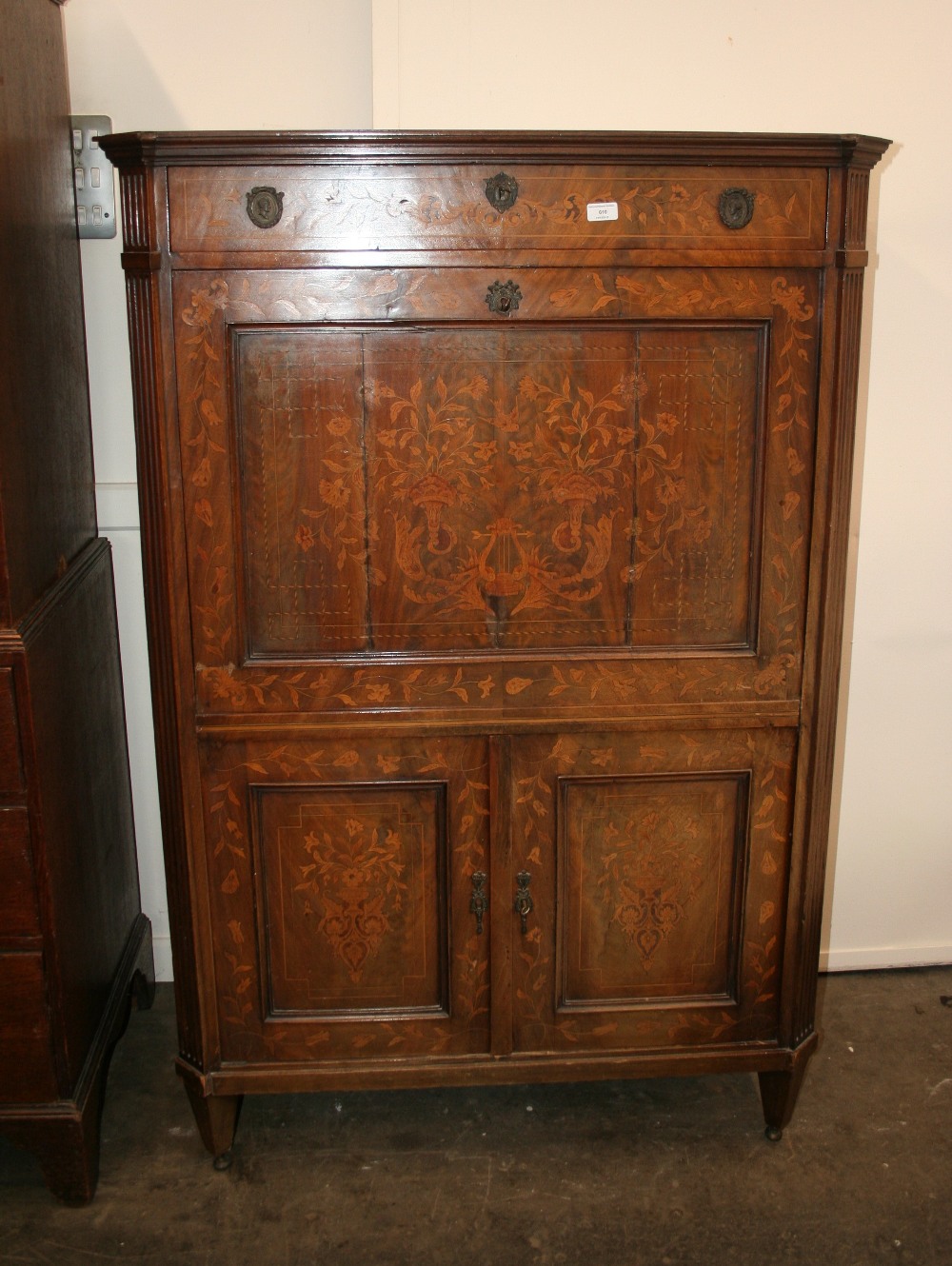 A 19th Century Dutch marquetry secretaire á abattant;