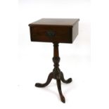 A late Victorian mahogany pedestal side table, fitted with a single drawer,