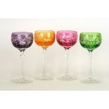 A set of four Bohemian hock glasses;