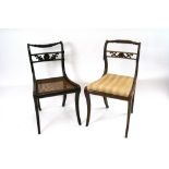 Two Regency mahogany dining chairs, with rope twist cresting rails,