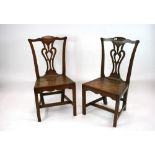 A pair of 18th Century fruitwood side chairs, in the Chippendale style,