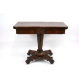 A 19th Century rosewood foldover card table,