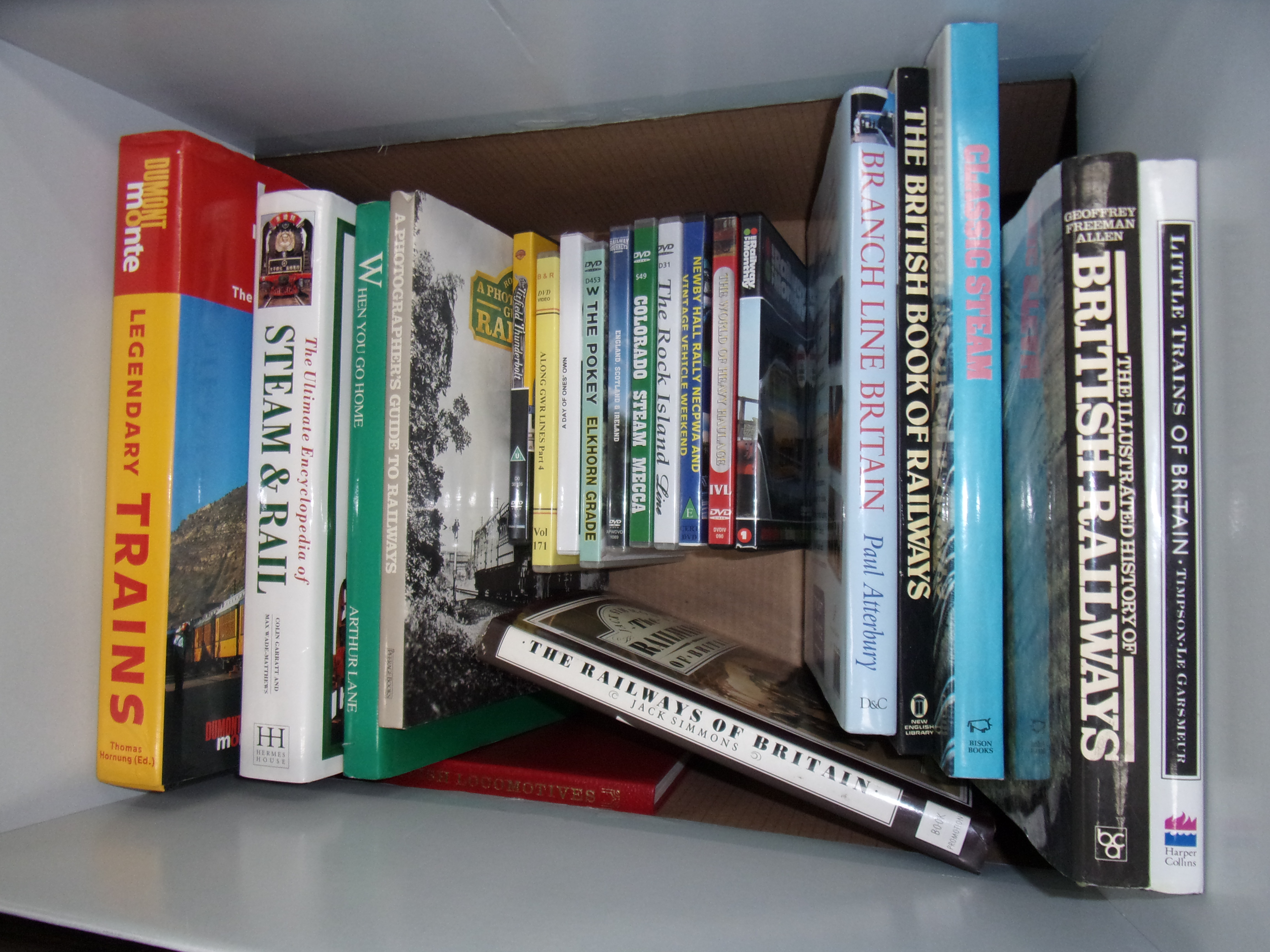 20 items - books and DVDs on railways, s