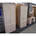 2 x light maple finish 2 door wardrobes