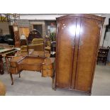 Walnut two door wardrobe 90 x 196cm c/w