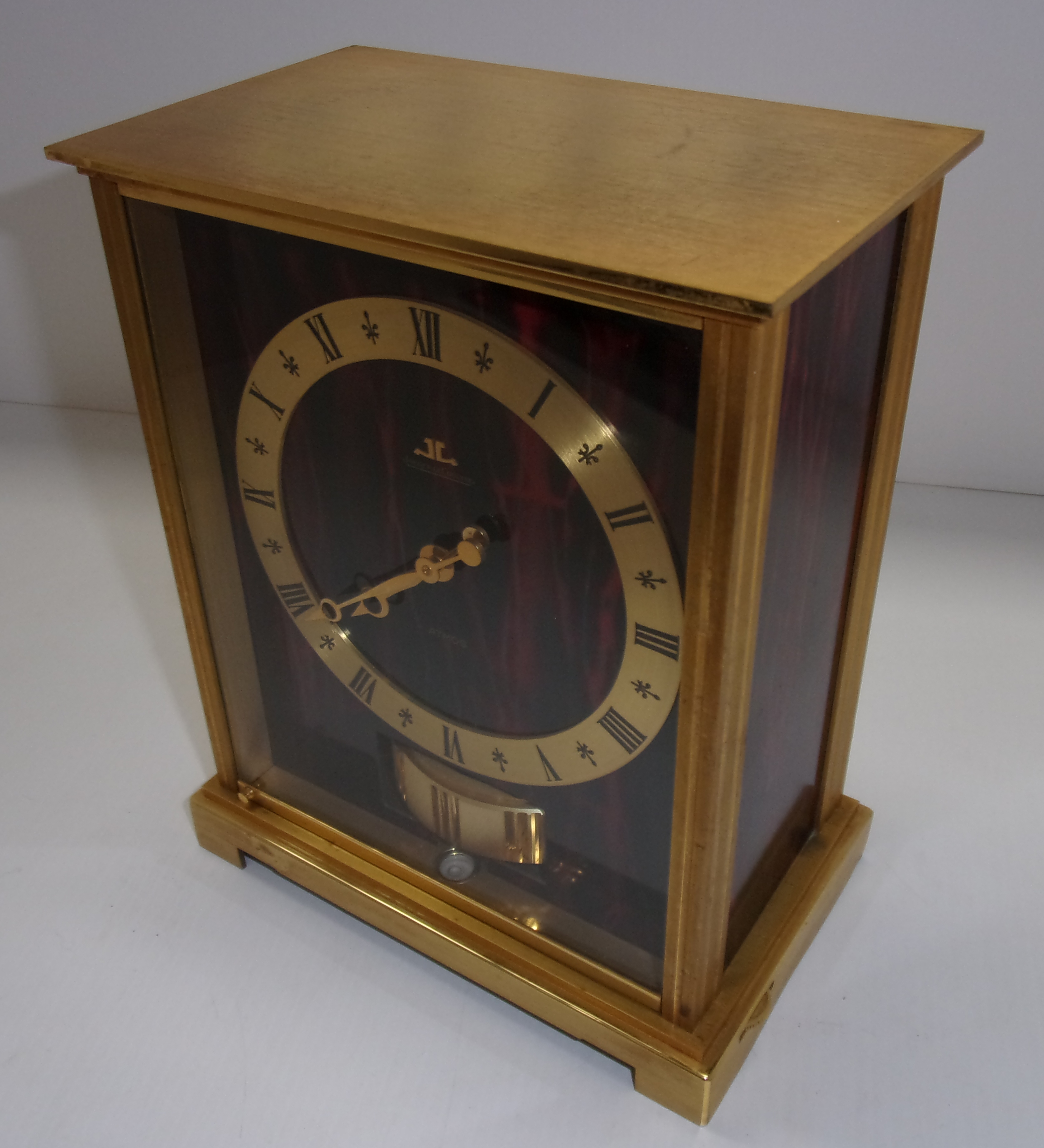 A Jaeger-LeCoultre Atmos Embassy model clock in a brass framed case with simulated tortoiseshell - Image 2 of 2