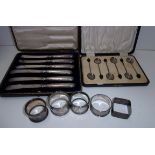 A set of six silver bean handled coffee