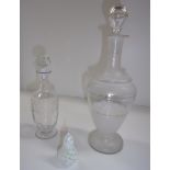A baluster decanter with frosted panel a