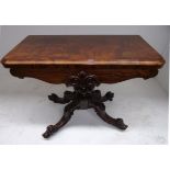 A Victorian walnut folding card table, t