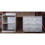 White painted pine three drawer chest an