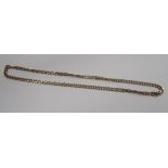 A 9ct gold necklace of double flattened